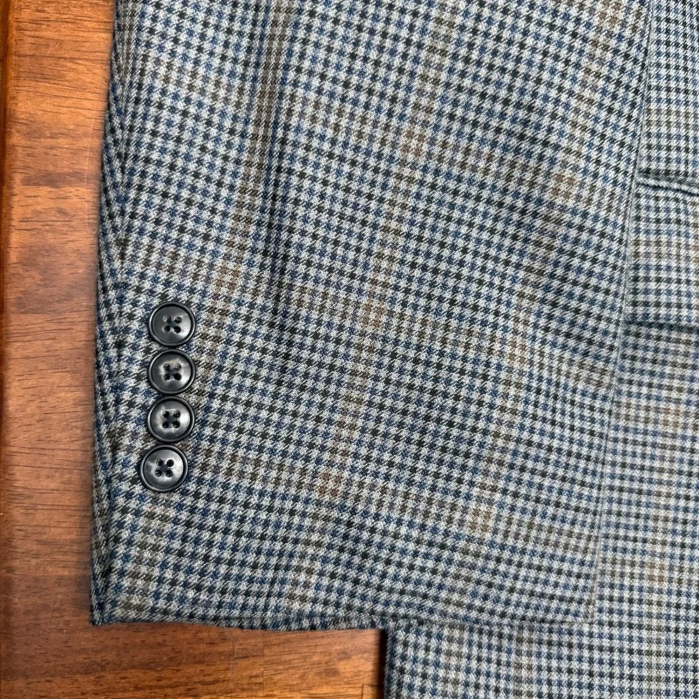 Oak Hill Sport Coat Mens 3XL 54/56R Blue Brown Houndstooth Check Blazer Jacket